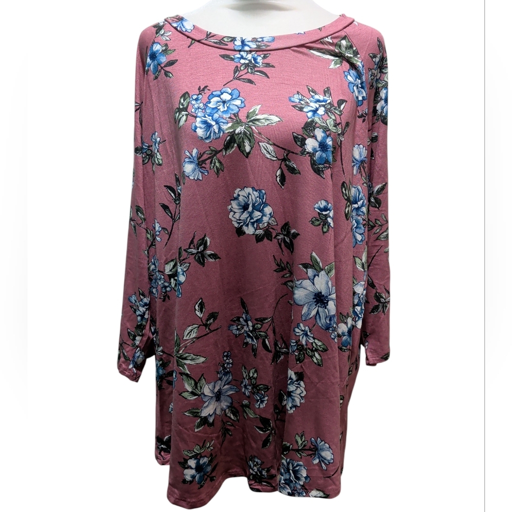 New Floral Print Women's Top - Pink and Blue